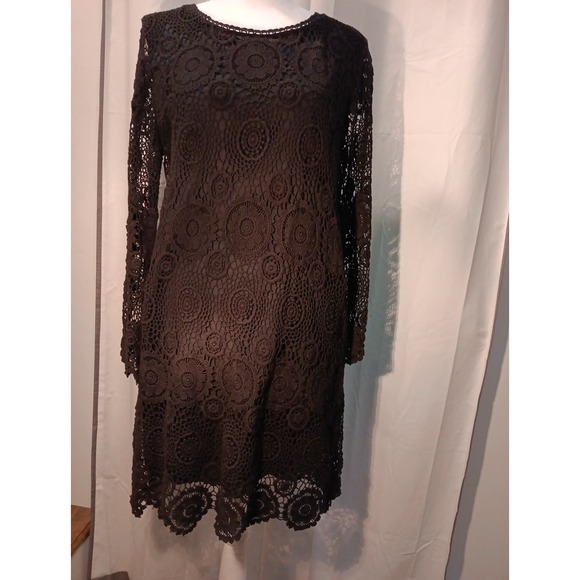 Zara Dresses & Skirts - Zara Crochet Mini Dress Floral Black Retro Y2k